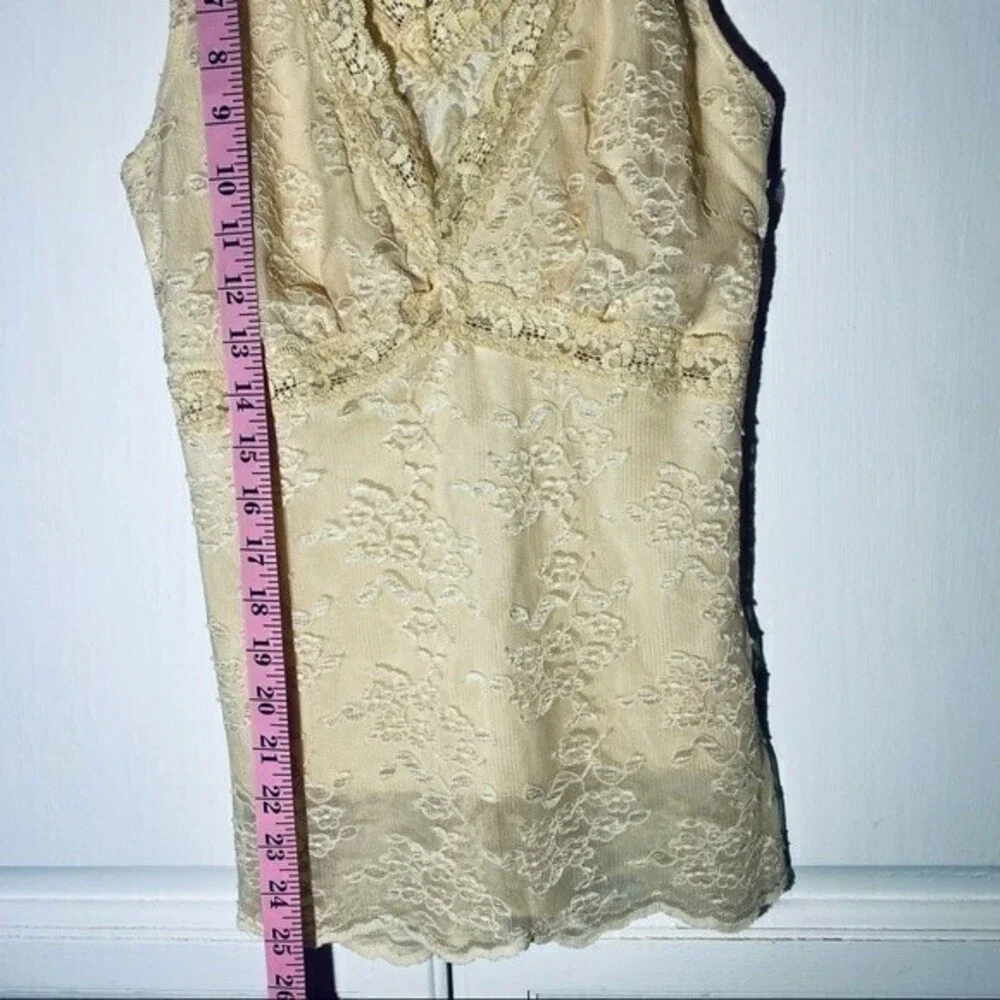 !Firm Price! Twenty-One Juniors/Women Lace Tank Top, V Neck Size L, Cream - Picture 4 of 6